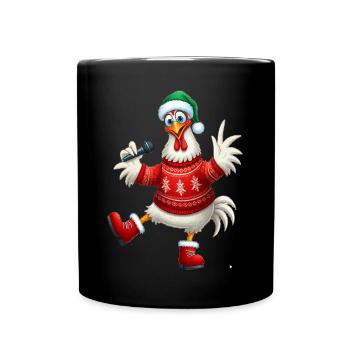 Holiday Singing Hen Sweater - Full Colour Mug - black - Front