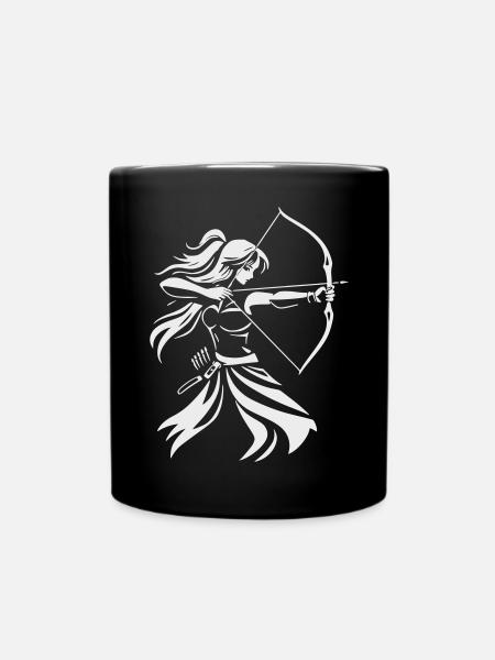 Silhouette d’archer avec arc - Mug uni - noir