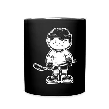 Cartoon Eishockeyspieler - Tasse einfarbig - Schwarz - Vorne