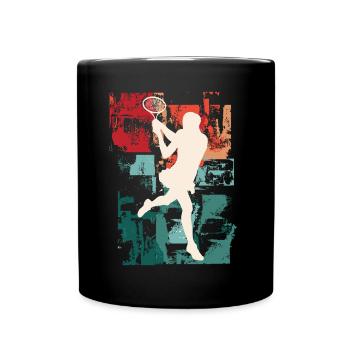 Tennis Tennis Player Woman Sport Vintage Retro - Full Colour Mug - black - Front