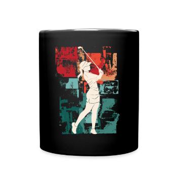 Golf Golfen Golferin Spielerin Sport Hobby Vintage - Tasse einfarbig - Schwarz - Vorne