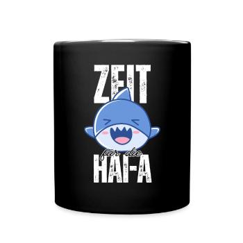 Zeit für die HAI-A – Müder Hai Anime Design - Tasse einfarbig - Schwarz - Vorne