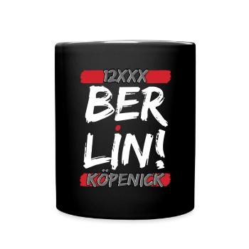 Berlin 12XXX – Stolzes Köpenick Bezirks-Design - Tasse einfarbig - Schwarz - Vorne