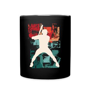 Baseball Baseball Player Player Vintage Colorful - Full Colour Mug - black - Front