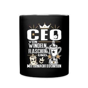 CEO von Windeln Flaschen Eltern Humor Design - Tasse einfarbig - Schwarz - Vorne