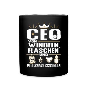 CEO von Windeln Flaschen Eltern Humor Design - Tasse einfarbig - Schwarz - Vorne