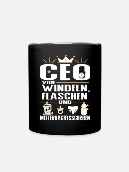 CEO von Windeln Flaschen Eltern Humor Design - Tasse einfarbig - Schwarz