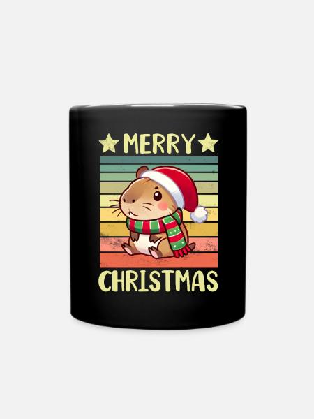 Capybara Weihnachten - Tasse einfarbig - Schwarz