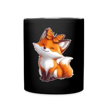 Fox with Butterfly - Full Colour Mug - black - Front