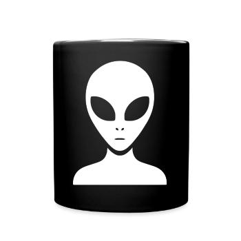 Minimalistisches Alien Portrait Silhouette - Tasse einfarbig - Schwarz - Vorne