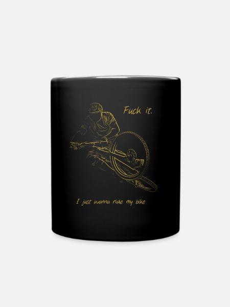 I just wanna ride my mountainbike - Tasse einfarbig - Schwarz