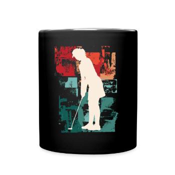 Golf Golfen Golferin Spielerin Sport Hobby Vintage - Tasse einfarbig - Schwarz - Vorne