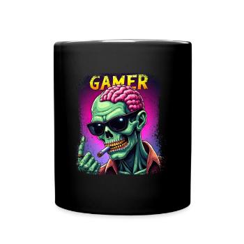 Zombie Gamer mit Sonnenbrille und Style - Tasse einfarbig - Schwarz - Vorne
