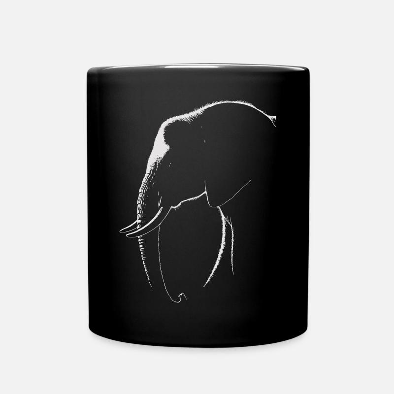 Elephant Silhouette – Elegance in Black and White - Full Colour Mug - black
