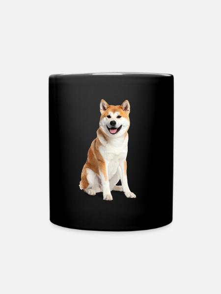 Cute Akita Inu – Loyal Soul, Fluffy Dog - Full Colour Mug - black