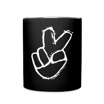 Victory-Zeichen - Peace und Frieden - Tasse einfarbig - Schwarz - Vorne