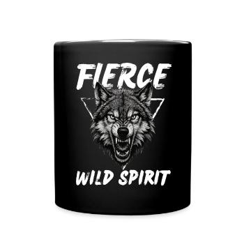 sauvage féroce : Puissance du loup - Mug uni - noir - Devant