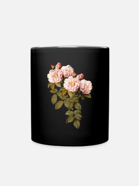 Blush Rose Vintage Botanical - Full Colour Mug - black