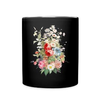 Elegantes Vintage-Blumenstrauß-Design - Tasse einfarbig - Schwarz - Vorne
