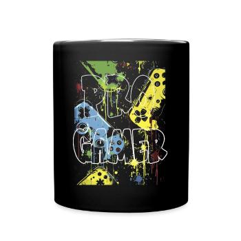 Kreatives Street Art Design Neonfarben Pro Gamer - Tasse einfarbig - Schwarz - Vorne