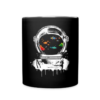 Fish in Astronaut Helmets – Fantasy Meets Space - Full Colour Mug - black - Front
