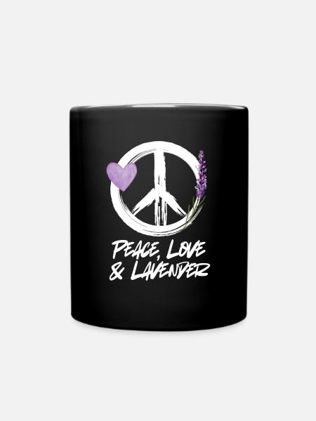 Love, Peace & Lavender - Tasse einfarbig - Schwarz