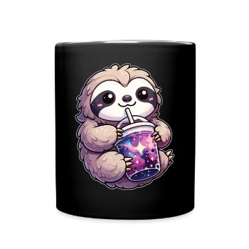 Faultiere trinkt Bubble Tea kawaii Galaxy Boba - Tasse einfarbig - Schwarz - Vorne