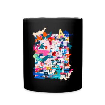 Pattern ,Pop Art , Art,Collage, Art,Newspaper, Typo - Full Colour Mug - black - Front