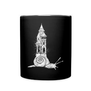 Escargot avec une tour d'ivoire de conte de fées - Mug uni - noir - Devant