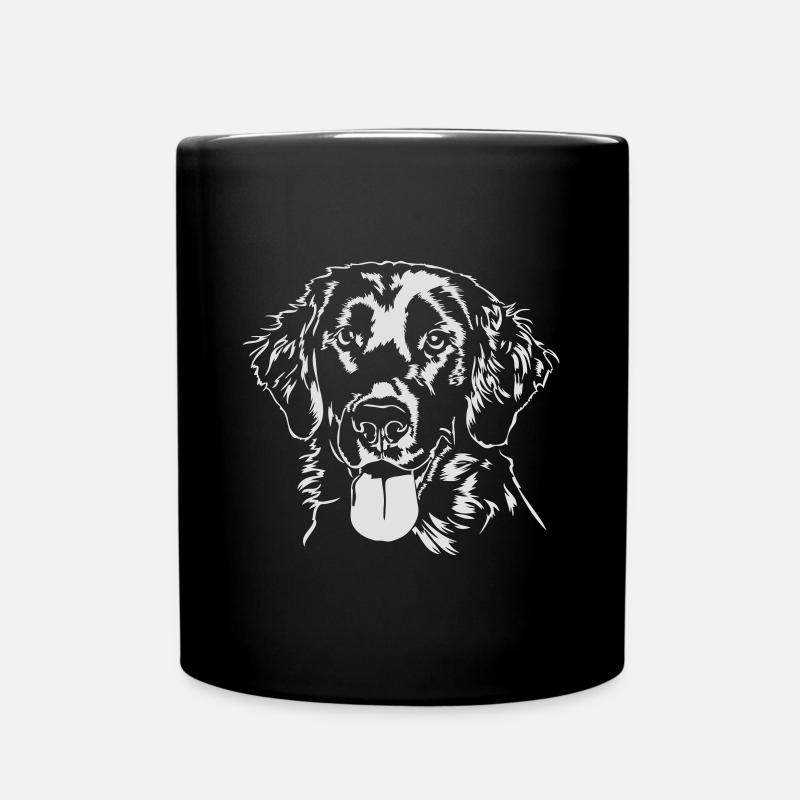 Portrait de chien Retriever à poil plat des chiens de Wilsign - Mug uni - noir