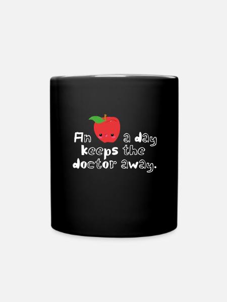 Ein Apfel am Tag hält den Doktor fern. - Tasse einfarbig - Schwarz