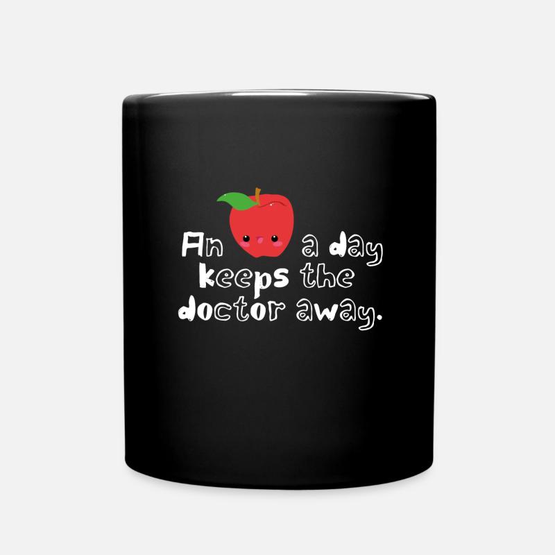 Ein Apfel am Tag hält den Doktor fern. - Tasse einfarbig - Schwarz