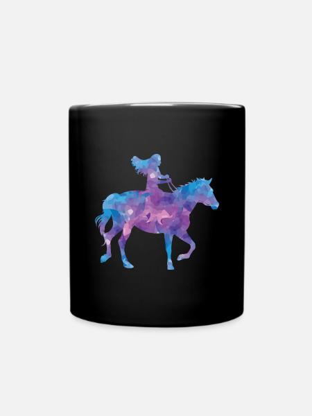 horse riding - Full Colour Mug - black