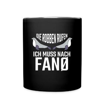 Fanö Robben Nordseeinsel - Tasse einfarbig - Schwarz - Vorne