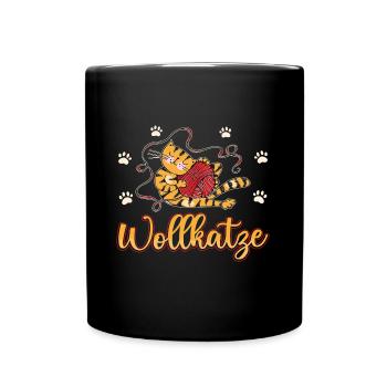 Stricken Wolle Katze Häkeln Strickerin - Tasse einfarbig - Schwarz - Vorne