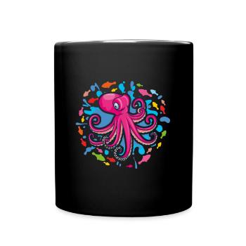Pinkfarbener Oktopus - Tasse einfarbig - Schwarz - Vorne