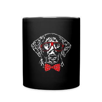 CURLY COATED RETRIEVER lustig Brille Hund Wilsigns - Tasse einfarbig - Schwarz - Vorne