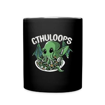 Cthuloops Kawaii Cthulhu Mythos Müsli-Parodie - Tasse einfarbig - Schwarz - Vorne