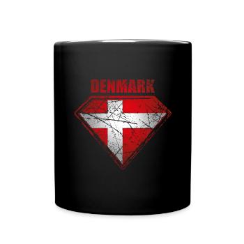 Danemark Superhero Flag Vintage Rétro Symbole - Mug uni - noir - Devant