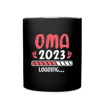 Schwangerschaft 2023 Werdende Oma Geschenk - Tasse einfarbig - Schwarz - Vorne