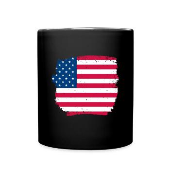 USA Vintage Amerikanische Flagge - Tasse einfarbig - Schwarz - Vorne