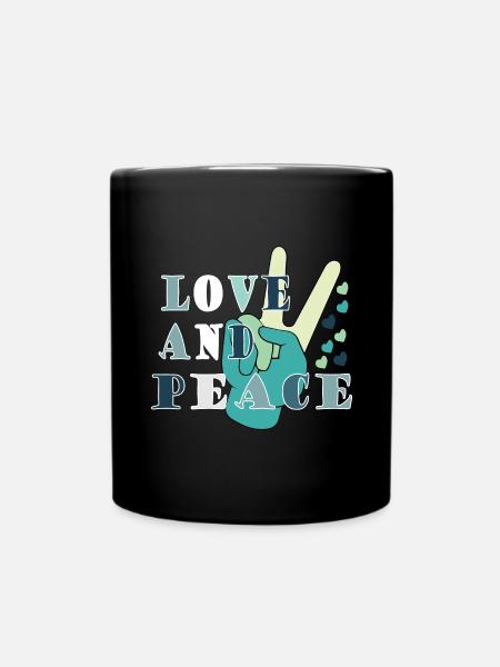 Love Peace Frieden Harmonie - Tasse einfarbig - Schwarz