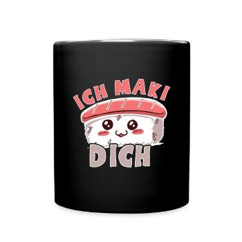 Kawaii Japanese Food Salmon Salmon Sushi Roll - Full Colour Mug - black - Front