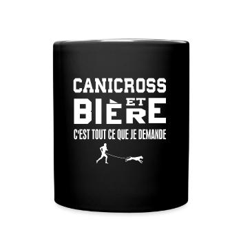 Canicross et bière c'est tout ce que je demande - Mug uni - noir - Devant
