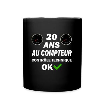 20 ans au compteur contrôle technique ok - Mug uni - noir - Devant