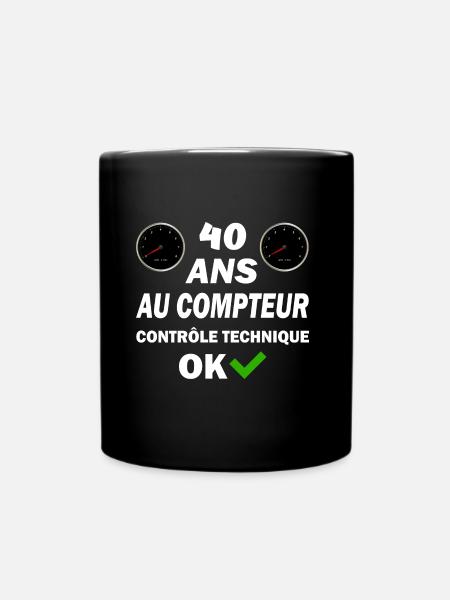 40ans au compteur contrôle technique ok t-shirt - Mug uni - noir