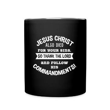 Follow Jesus Christ Faith Christianity Bible - Full Colour Mug - black - Front