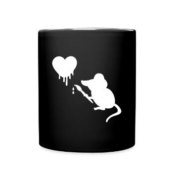 Artist Mouse with Brush Heart - Full Colour Mug - black - Front