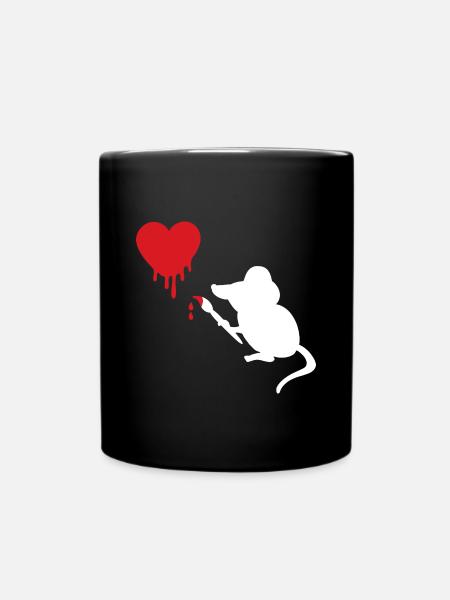 Maus Pinsel Herz Street Art - Tasse einfarbig - Schwarz