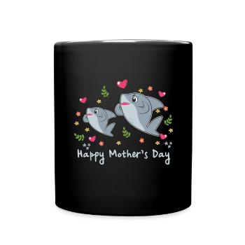Animal Mom Shark for Mother s Day - Full Colour Mug - black - Front